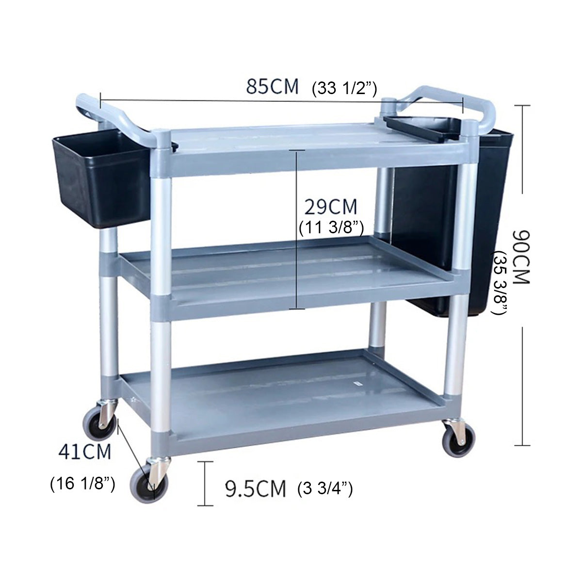 Utility Service Cart, 3 Shelf Heavy Duty 154 LBS Food Service Cart (Cart Only) - Chefcoca