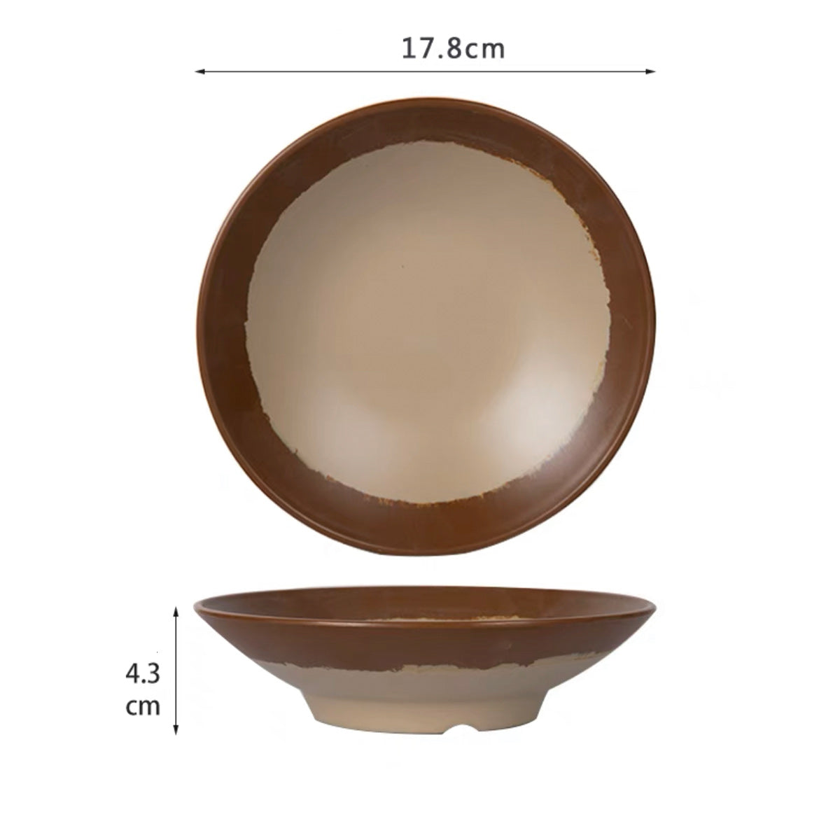 Dipped Brown Rim Melamine Bowl (W0007) - Chefcoca