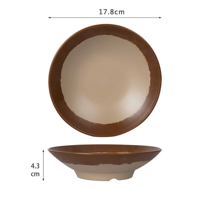 Dipped Brown Rim Melamine Bowl (W0007)