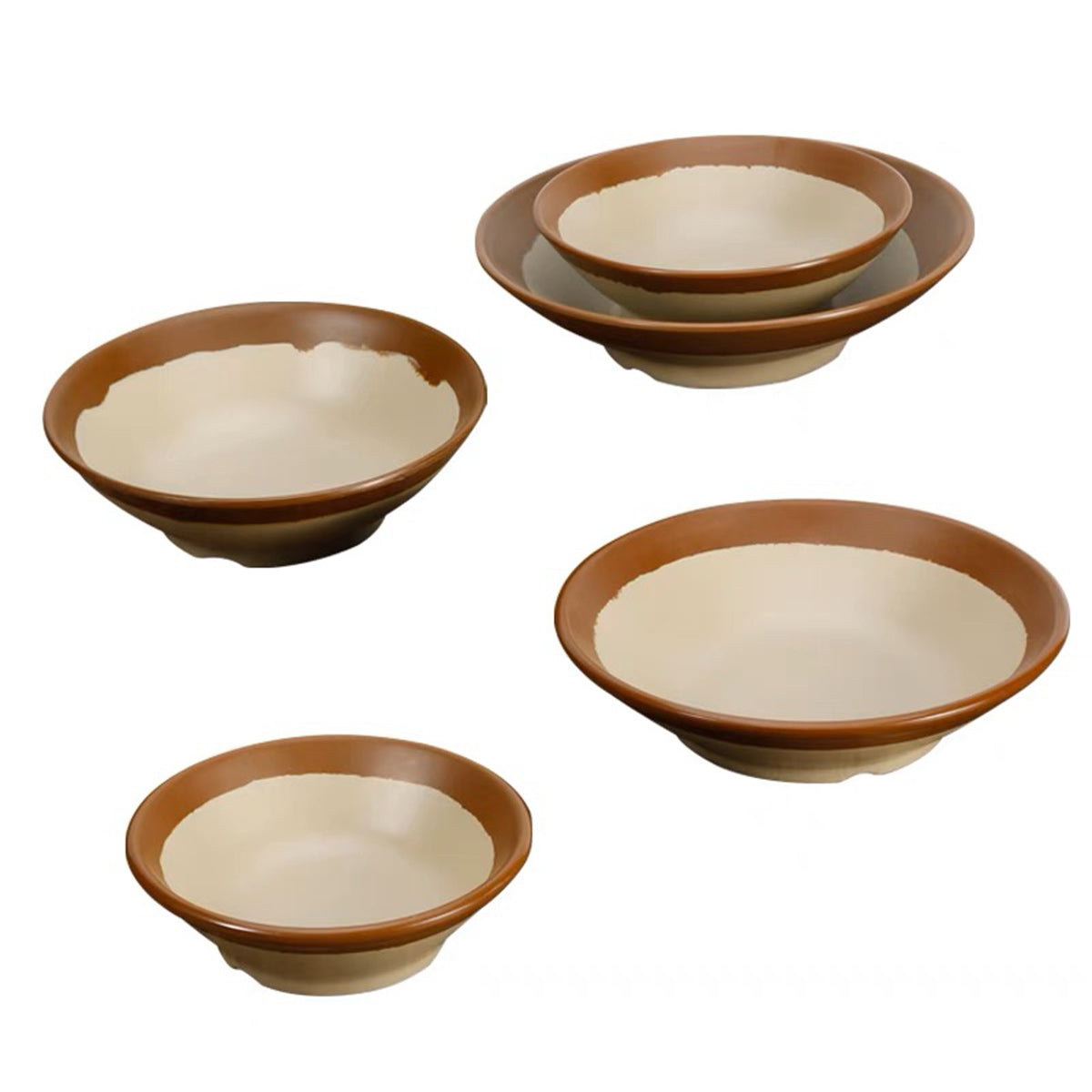 Dipped Brown Rim Melamine Bowl (W0007) - Chefcoca