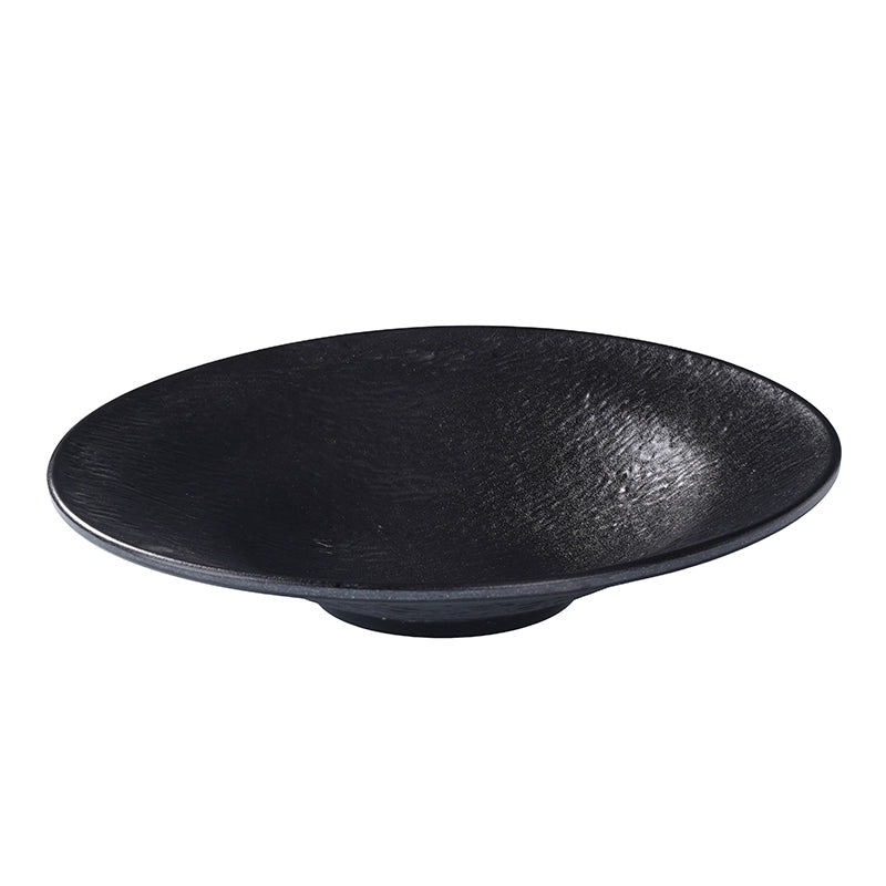 CHEFCO, W231-11BL,11" Round Melamine Plate Bowl – Black Marble Finish,11.02"Dia x 2.05"H