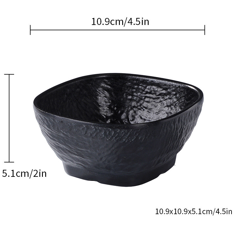 CHEFCO, W287-4.5BL, 4.5" Square Melamine Bowl – Black Marble Finish,4.29" x 4.29" x 2.01"H