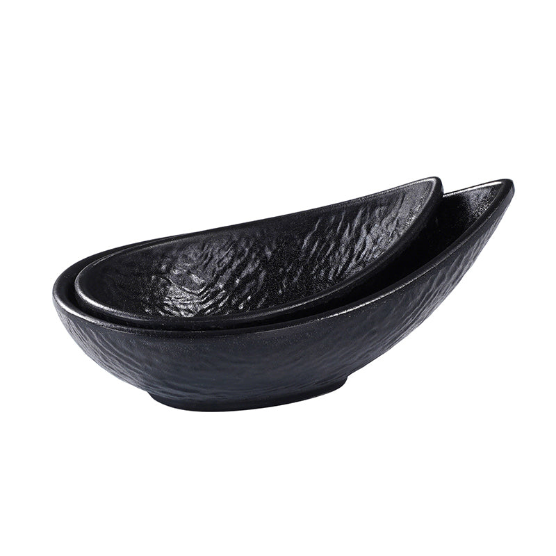 CHEFCO, W288-6BLX, 6" Melamine Dish – Black Marble Finish, 5.98" x 3.86" x 2.48"H