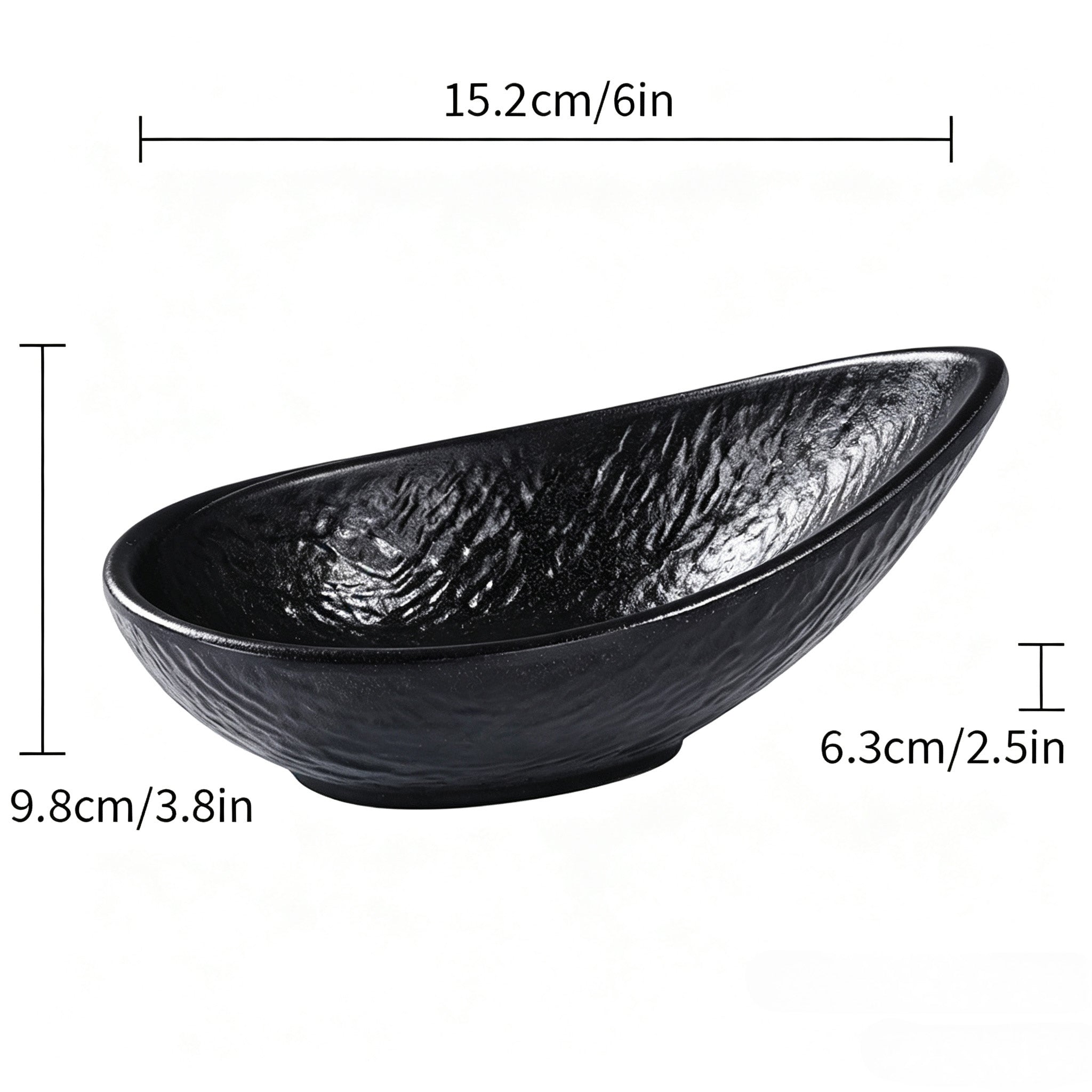 CHEFCO, W288-6BLX, 6" Melamine Dish – Black Marble Finish, 5.98" x 3.86" x 2.48"H