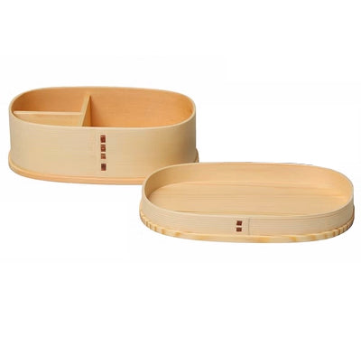 Wooden Bento Box with lid, Oval, 7"x4" (WBB-47)