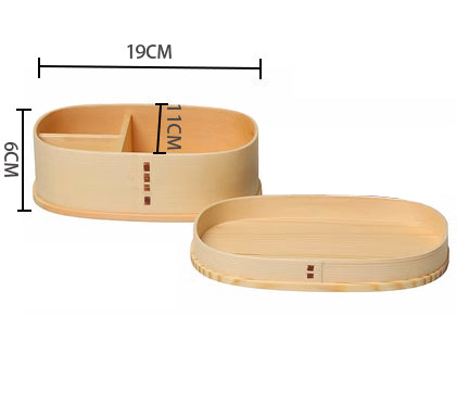 Wooden Bento Box with lid, Oval, 7"x4" (WBB-47)