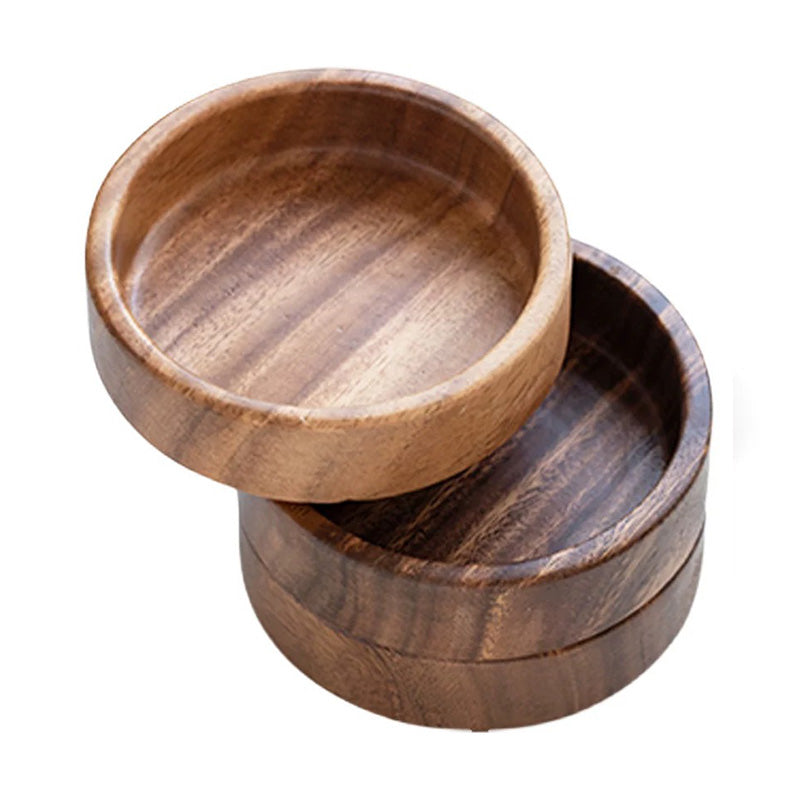 Wooden Round Snack Serving Deep Plate