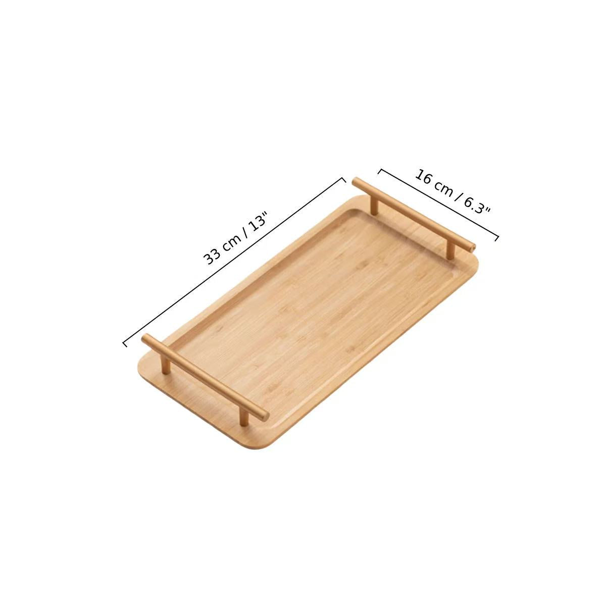 Chefco, WT-3316H,Rectangular Bamboo Serving Tray with Double Handle, 13"Lx 6.3"W - Chefcoca