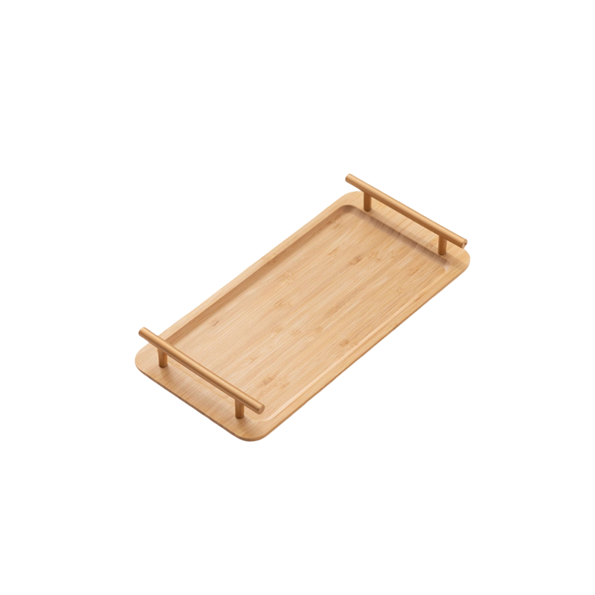 Rectangular Bamboo Serving Tray with Double Handle, 40cmx18cm