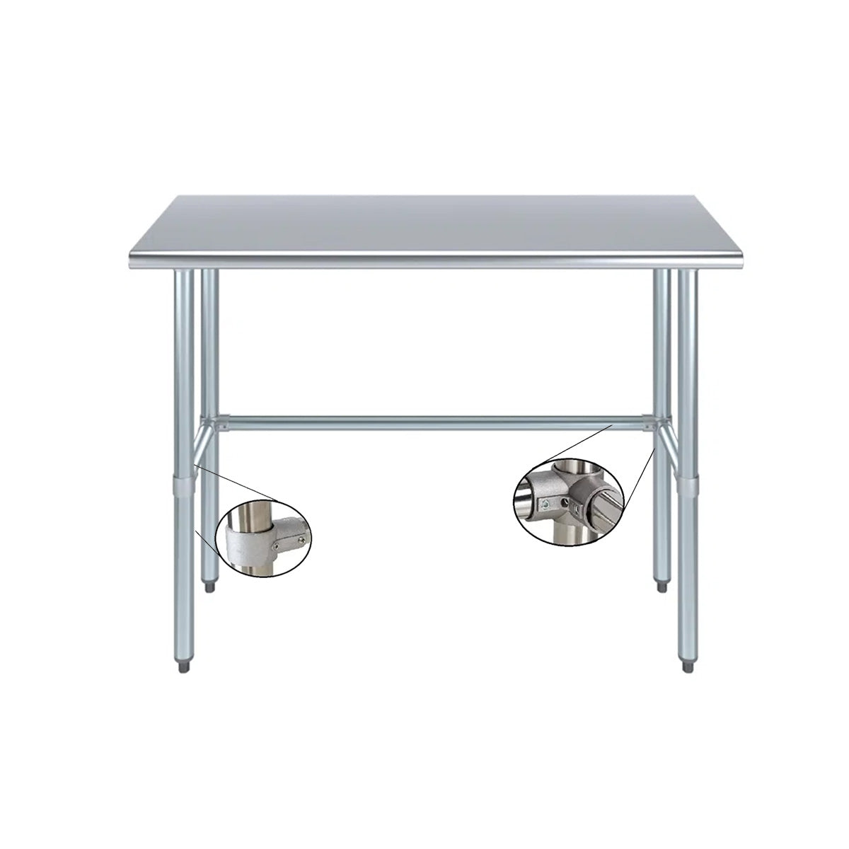 14"x 36", 18 Gauge 430 Stainless Steel Work Table with open Base 34"Height - Chefcoca