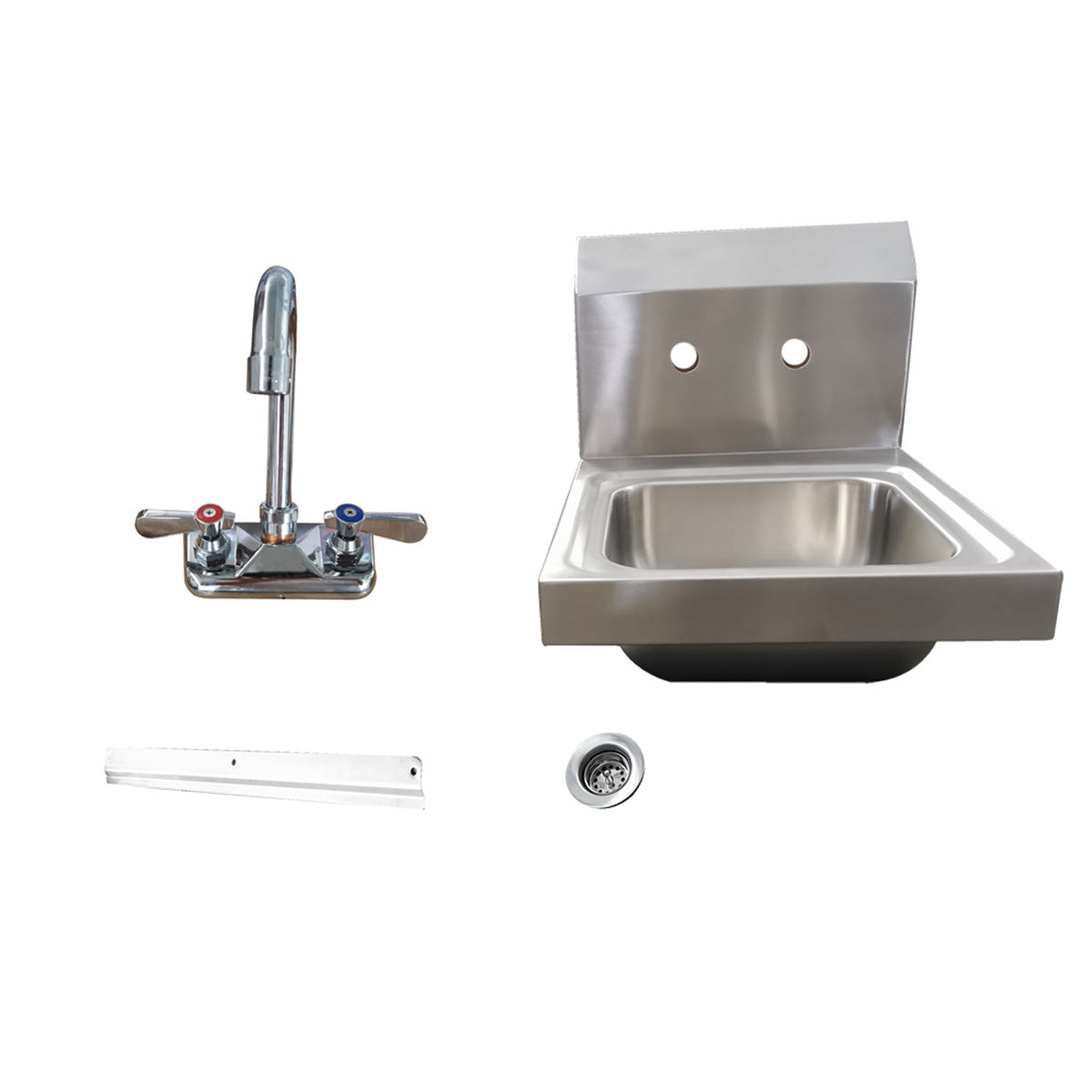 20-Gauge 304 Stainless steel Wall Mounted Hand Sink with Gooseneck Faucet (16"W x 16-3/4"D x 12-3/5"H)