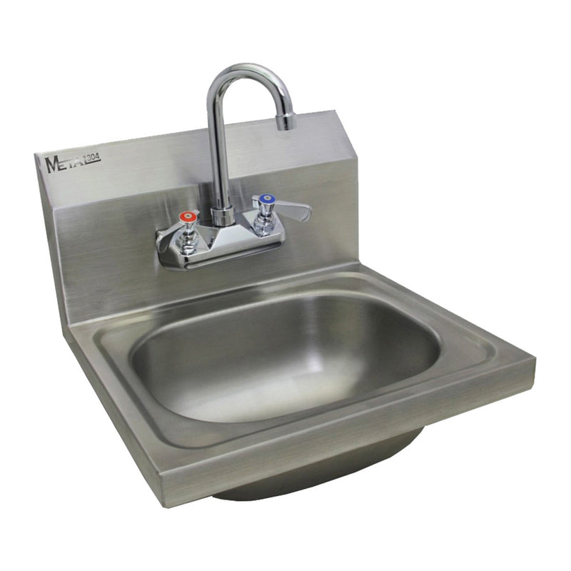 20-Gauge 304 Stainless steel Wall Mounted Hand Sink with Gooseneck Faucet (12"W x 16"D x 13"H)