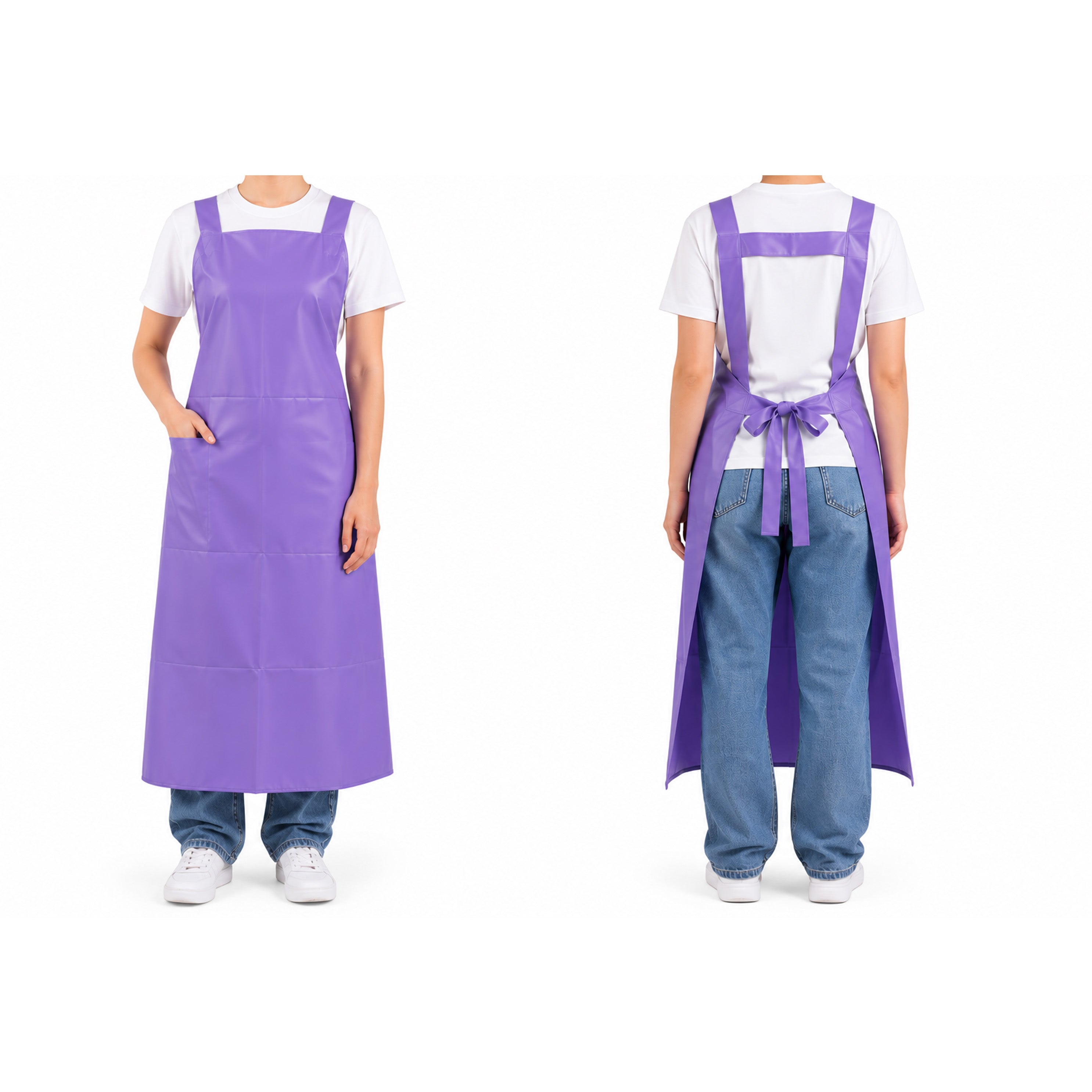 CHEFCO,PA-4332PP,Waterproof Lightweight Apron  for Dishwashing Cleaning-Purple,H Shape Back,43"x 31"