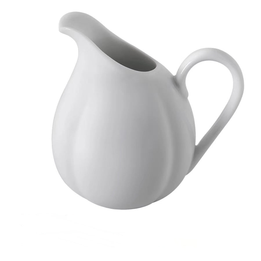 Chefco CM-200ML, White Ceramic Milk Jug – 190ml, 10cm (3.94”) Height – Modern Creamer Pitcher with Handle-Ceramic, White