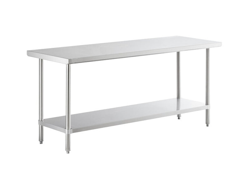 24" x 72" 14-Gauge 430 Stainless Steel Commercial Work Table with Galvanized Legs and Undershelf