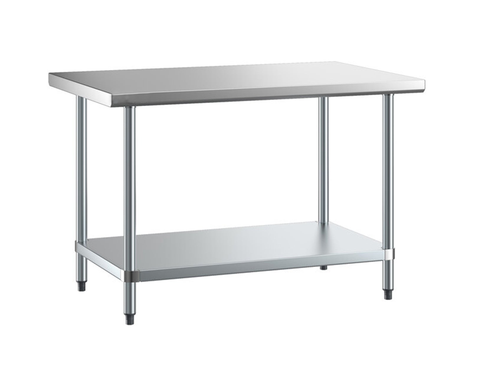 30" x 48" 14-Gauge 430 Stainless Steel Commercial Work Table with Galvanized Legs and Undershelf