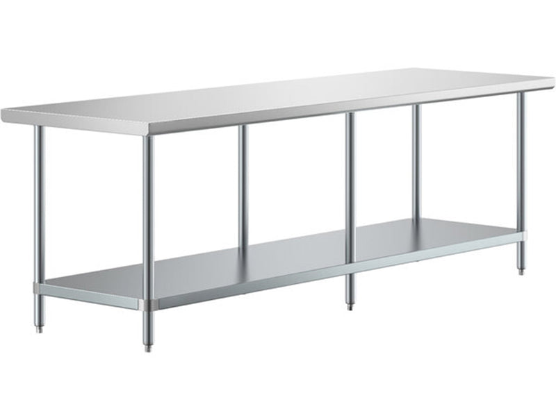 30"x 96" 16 Gauge 430 Stainless Steel Work Table with Undershelf