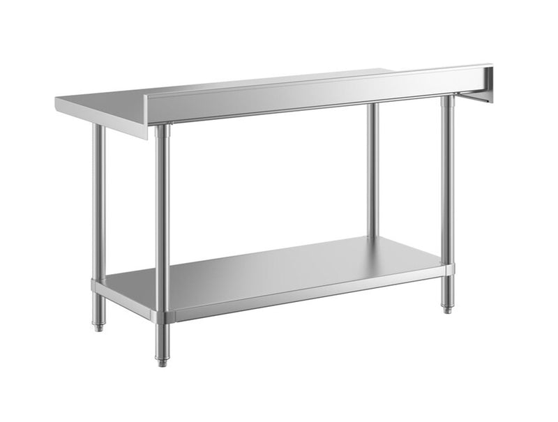 24" x 48" 14-Gauge Stainless Steel Commercial Work Table with 4" Backsplash and Undershelf