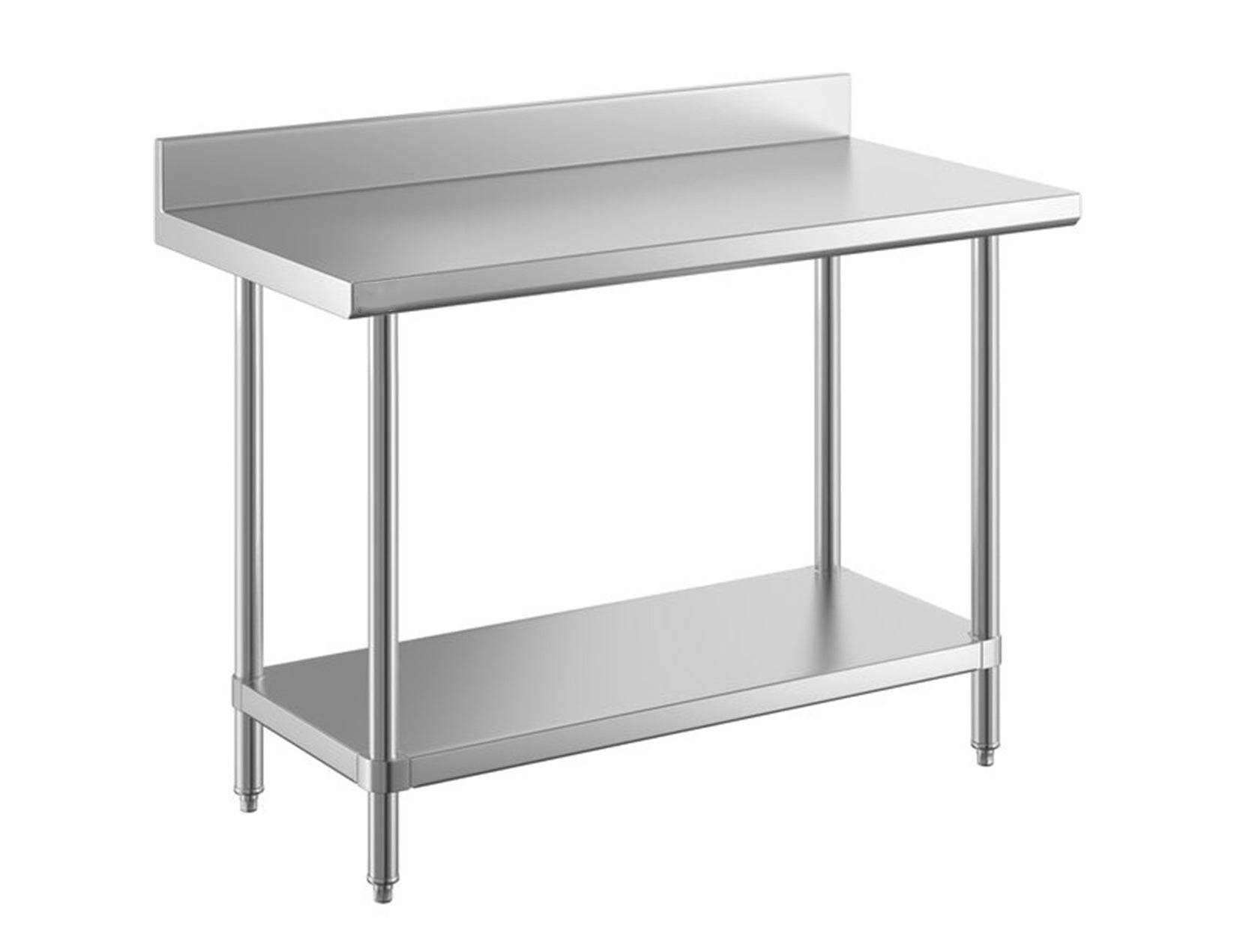 24" x 48" 14-Gauge Stainless Steel Commercial Work Table with 4" Backsplash and Undershelf - Chefcoca