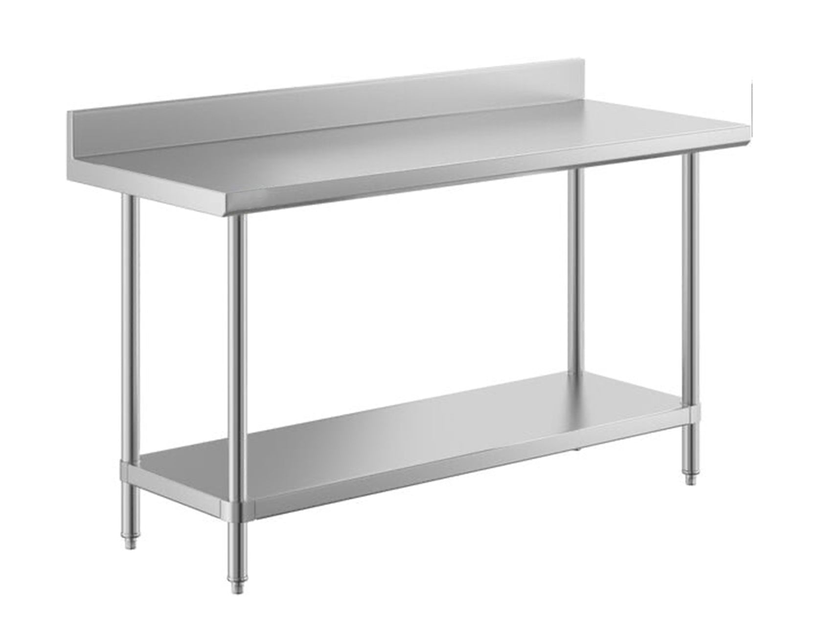 24" x 60" 14-Gauge Stainless Steel Commercial Work Table with 4" Backsplash and Undershelf - Chefcoca