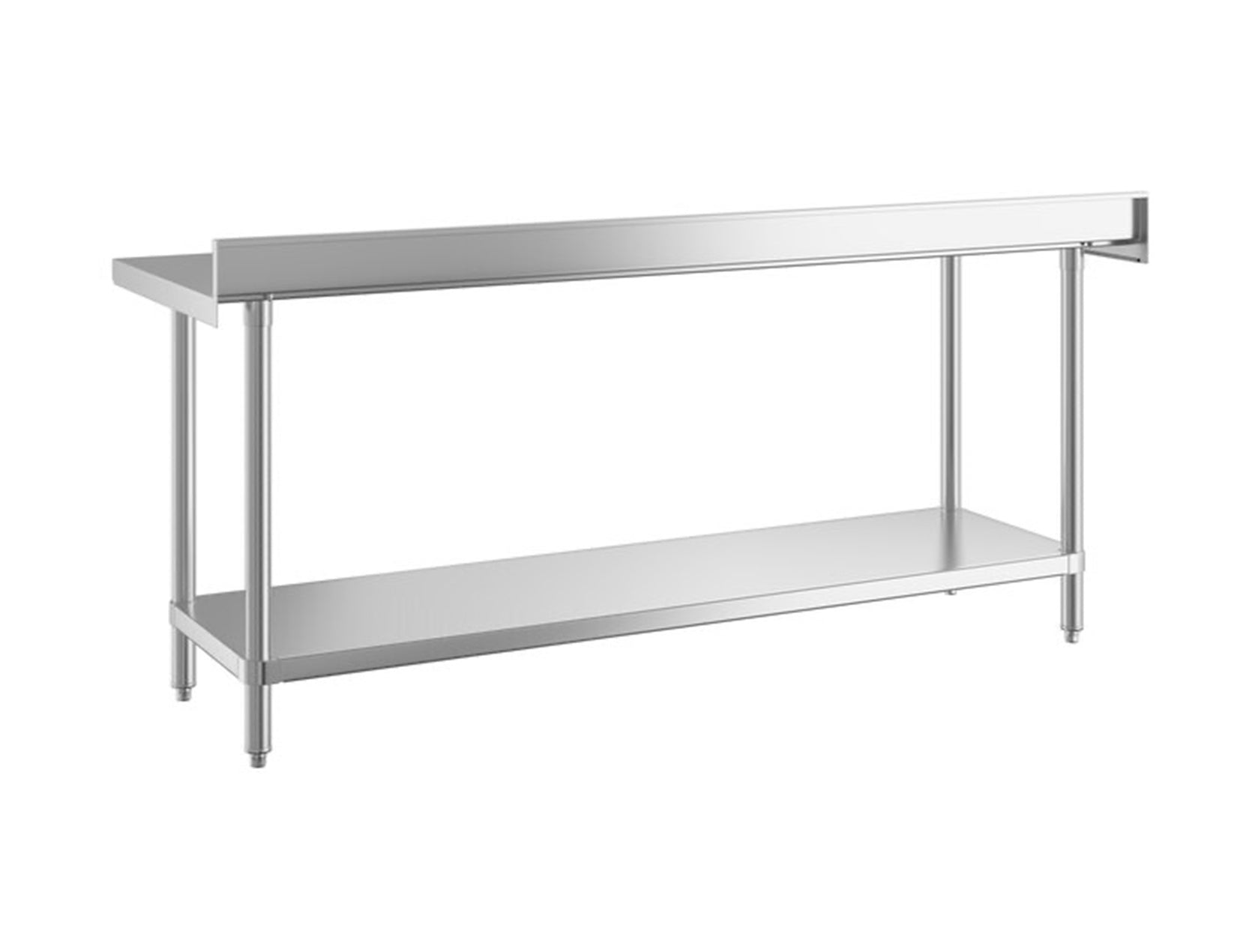 24" x 72" 14-Gauge Stainless Steel Commercial Work Table with 4" Backsplash and Undershelf - Chefcoca