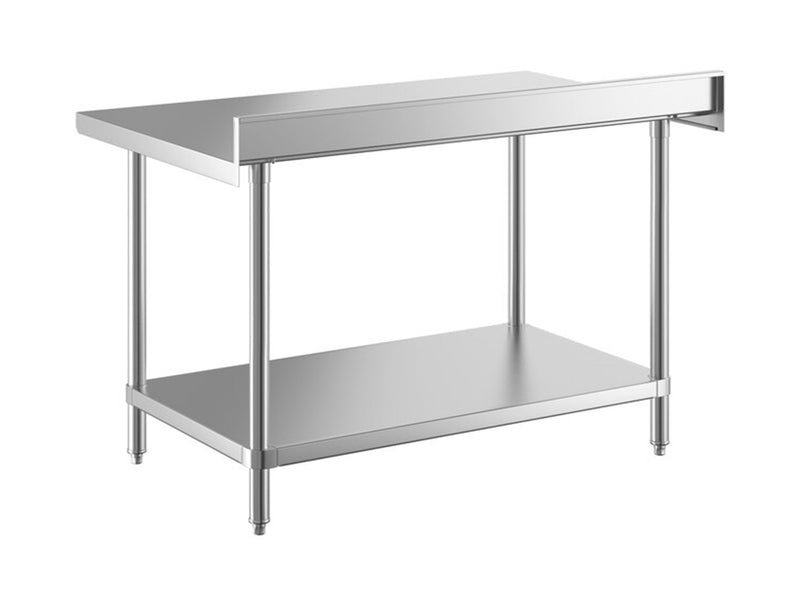 30" x 48" 14-Gauge Stainless Steel Commercial Work Table with 4" Backsplash and Undershelf