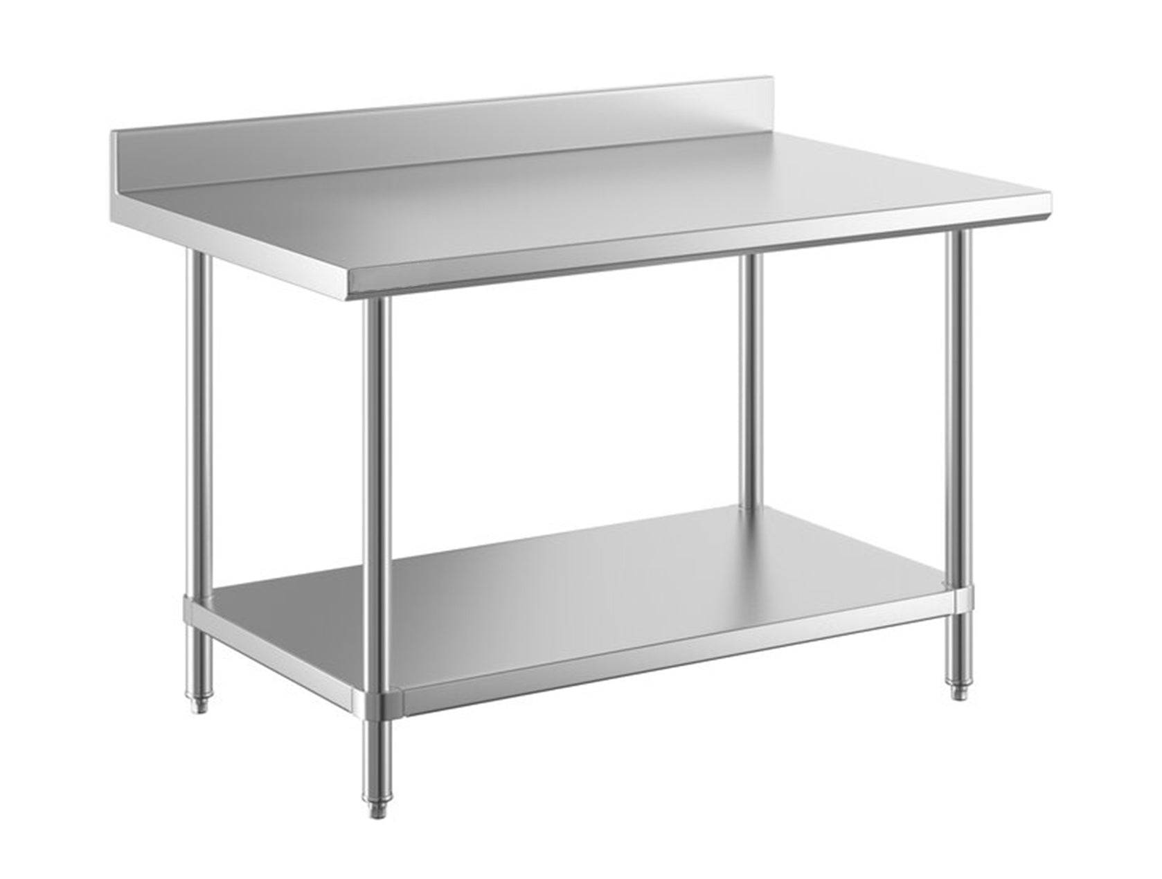 30" x 48" 14-Gauge Stainless Steel Commercial Work Table with 4" Backsplash and Undershelf - Chefcoca