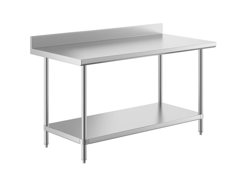 30" x 60" 14-Gauge Stainless Steel Commercial Work Table with 4" Backsplash and Undershelf