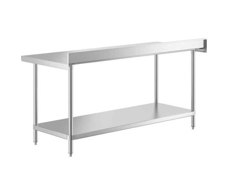 30" x 72" 16 Gauge 430 Stainless Steel Commercial Work Table with 4" Backsplash and Undershelf