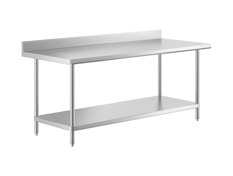 30" x 72" 14-Gauge Stainless Steel Commercial Work Table with 4" Backsplash and Undershelf
