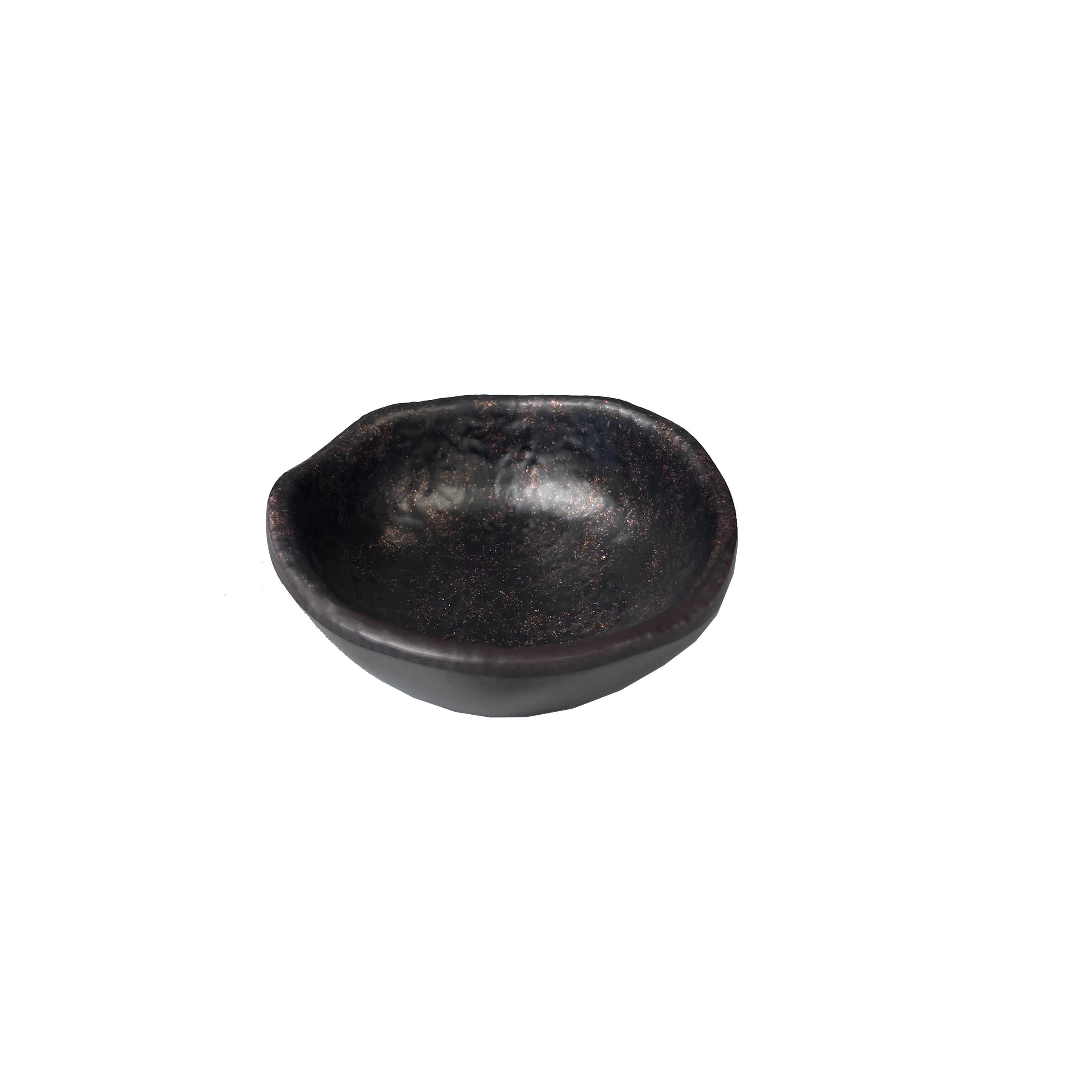 3.3" Dia Melamine Dark Brown Sauce Dish with Golden Dots (YJXP-026)