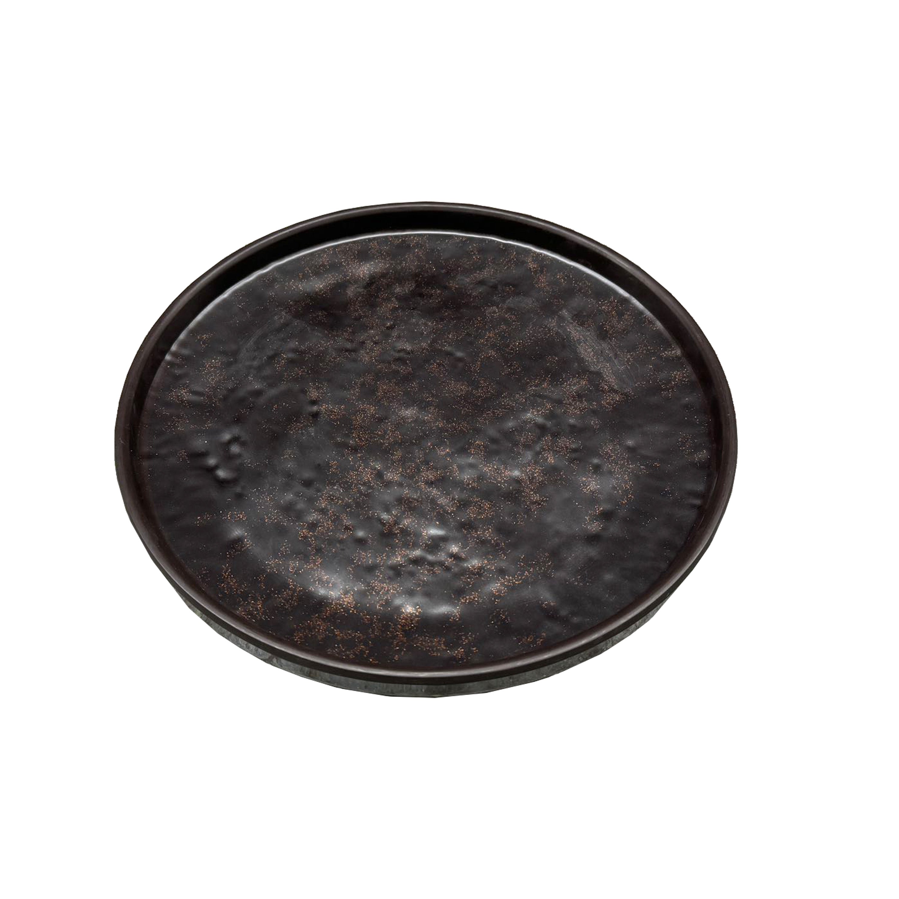 10" Melamine Dark Brown Round Plate with Golden Dots (YJXP-036)