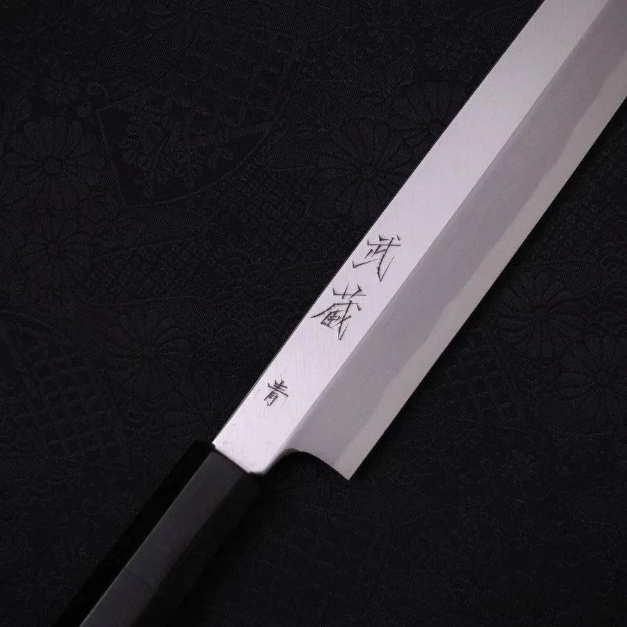 MUSASHI Yanagi Kiritsuke Blue steel #2 Kasumi Buffalo Ebony Handle 300mm (358-300) - Chefcoca