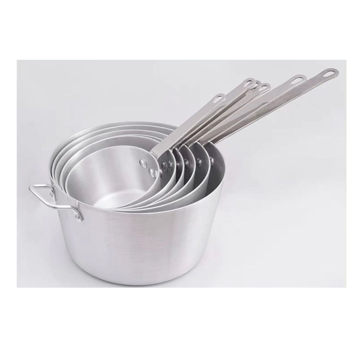 Heavy-Weight Tapered Aluminium Natural Finish Sauce Pan, 3mm Thickness