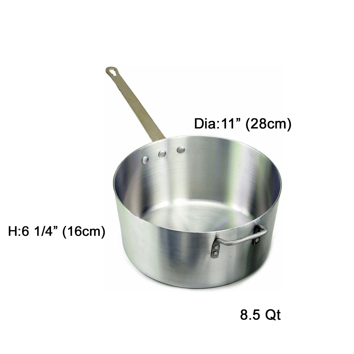 Heavy-Weight Tapered Aluminium Natural Finish Sauce Pan, 3mm Thickness