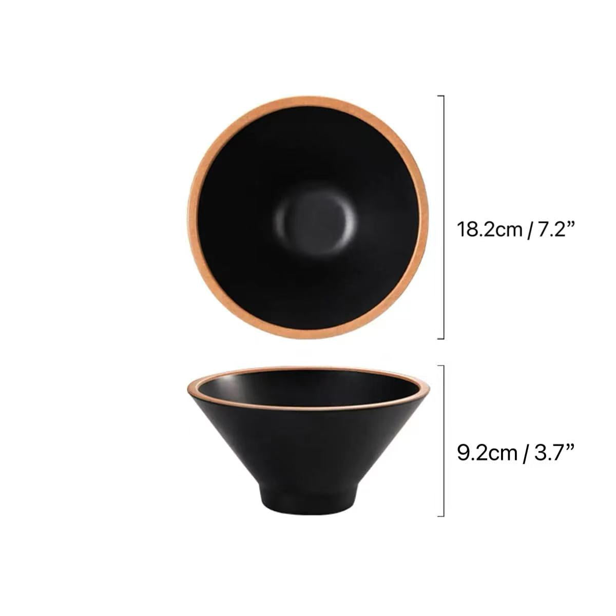 CHEFCO, DAA120-070, 7" Black and Orange Colour Block Ramen Melamine Bowl - Chefcoca