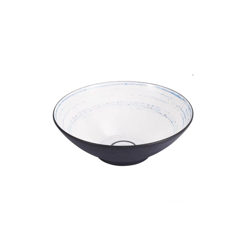 Round Noodle Bowl with Blue circle & white inner and dark grey outer(BT20-045)