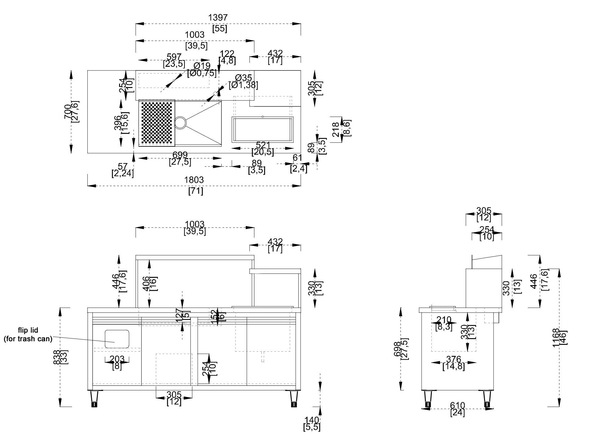 16-Gauge 304 Stainless Steel Bubble Tea Work Station, BTS-180-2