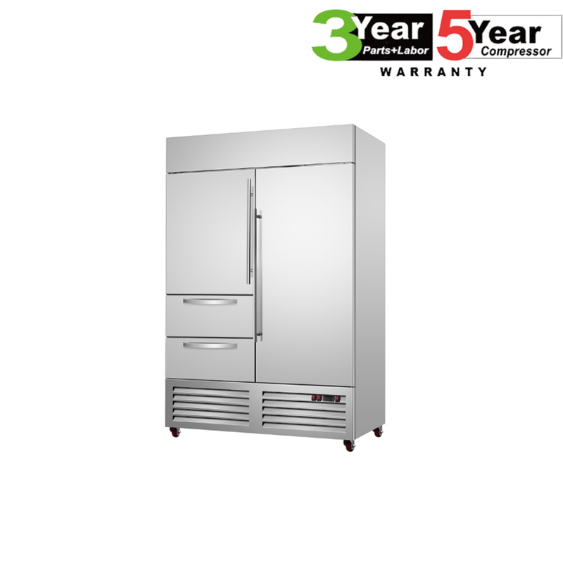 Sub-Equip, C-48BF-2D 48" Double Door Reach-in Freezer With 2 Drawers