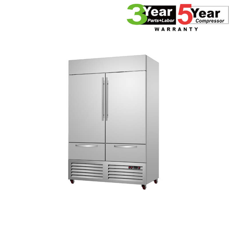 Sub-Equip, C-48BF-2UD 48" Double Door Reach-in Freezer With 2 Drawers