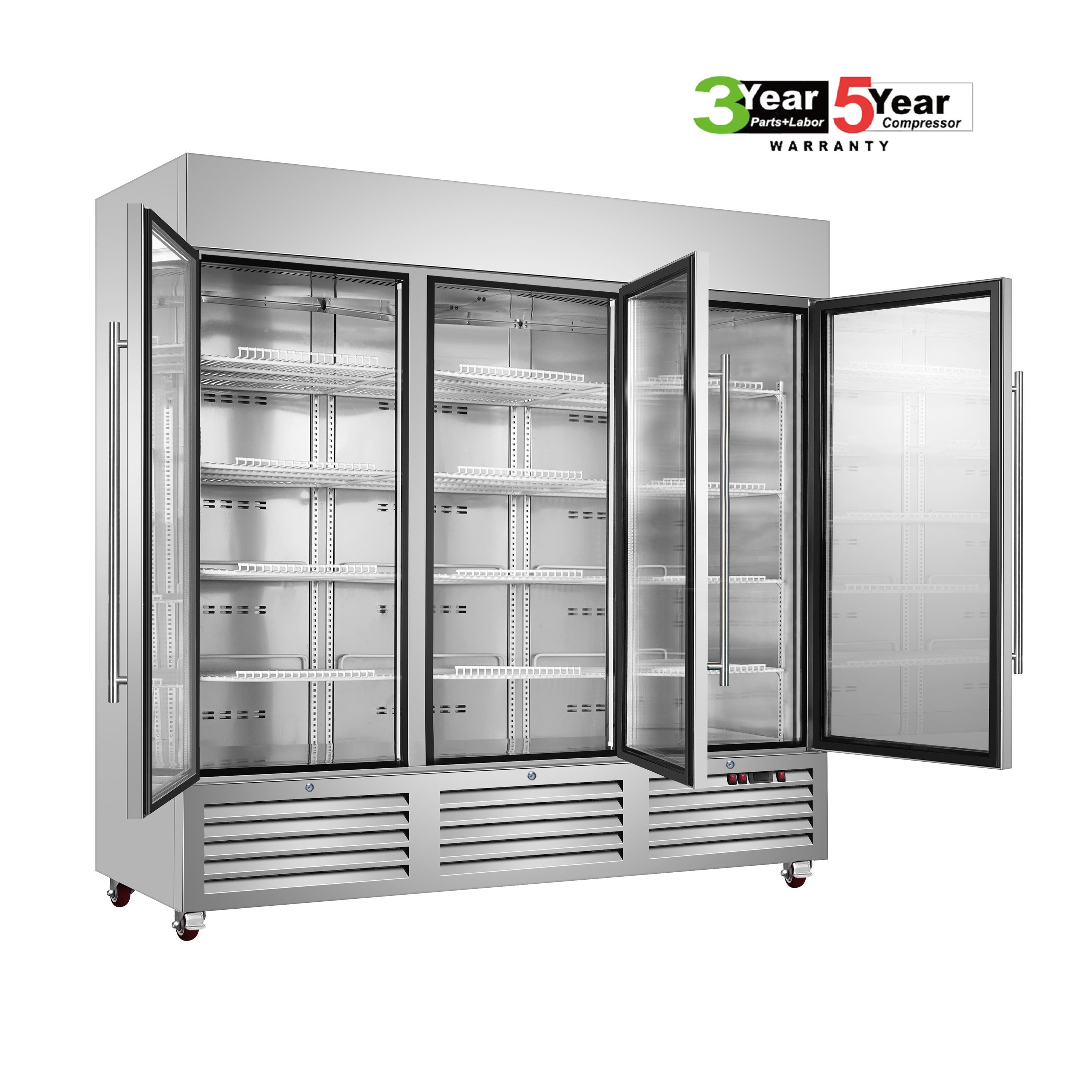 Sub-Equip, C-81FG 81" Glass Triple Door Reach-In Freezer