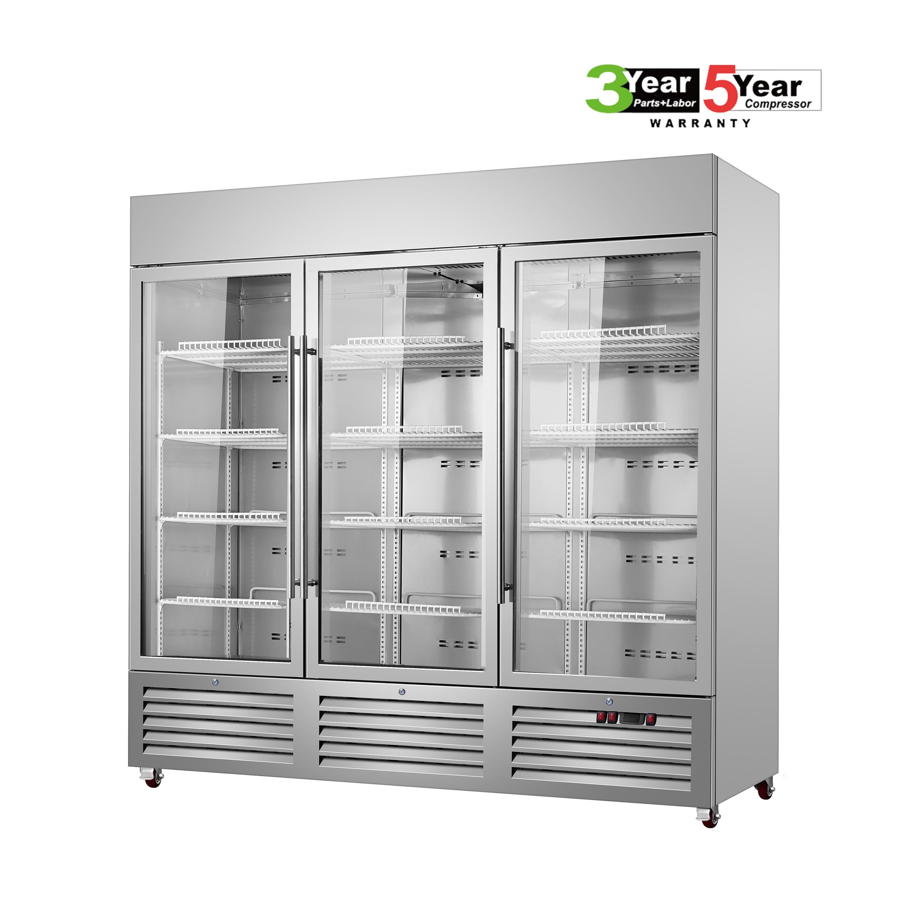 Sub-Equip, C-81RG 81" Glass Triple Door Reach-In Refrigerator