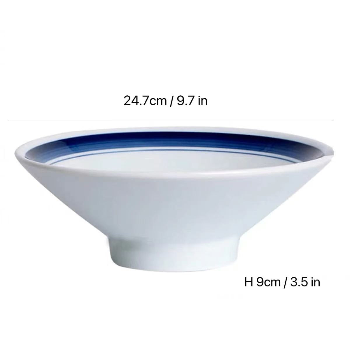 CHEFCO,JW24-9.8, 9.7" White Round Bowl with Blue Border Pattern - Chefcoca