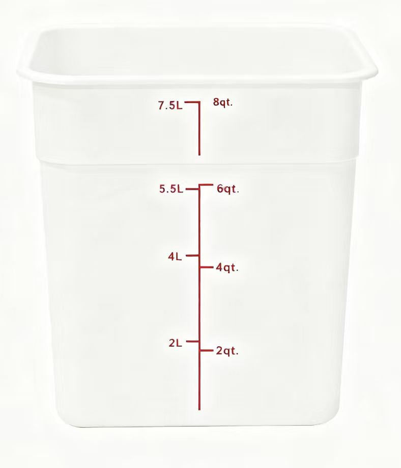 Sub-equip, PSC-8QT, 8 Quart Polycarbonate Square Food Storage Container, White