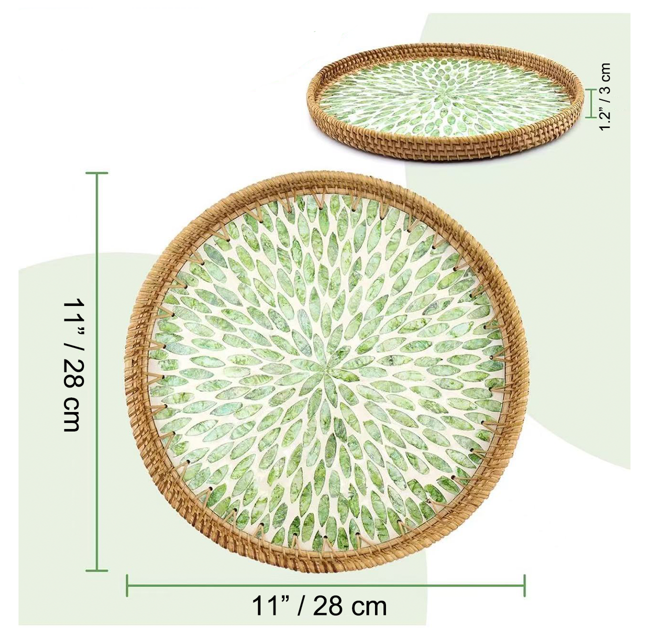 Chefco, 11" Round Rattan Tray (RRT-29GR)