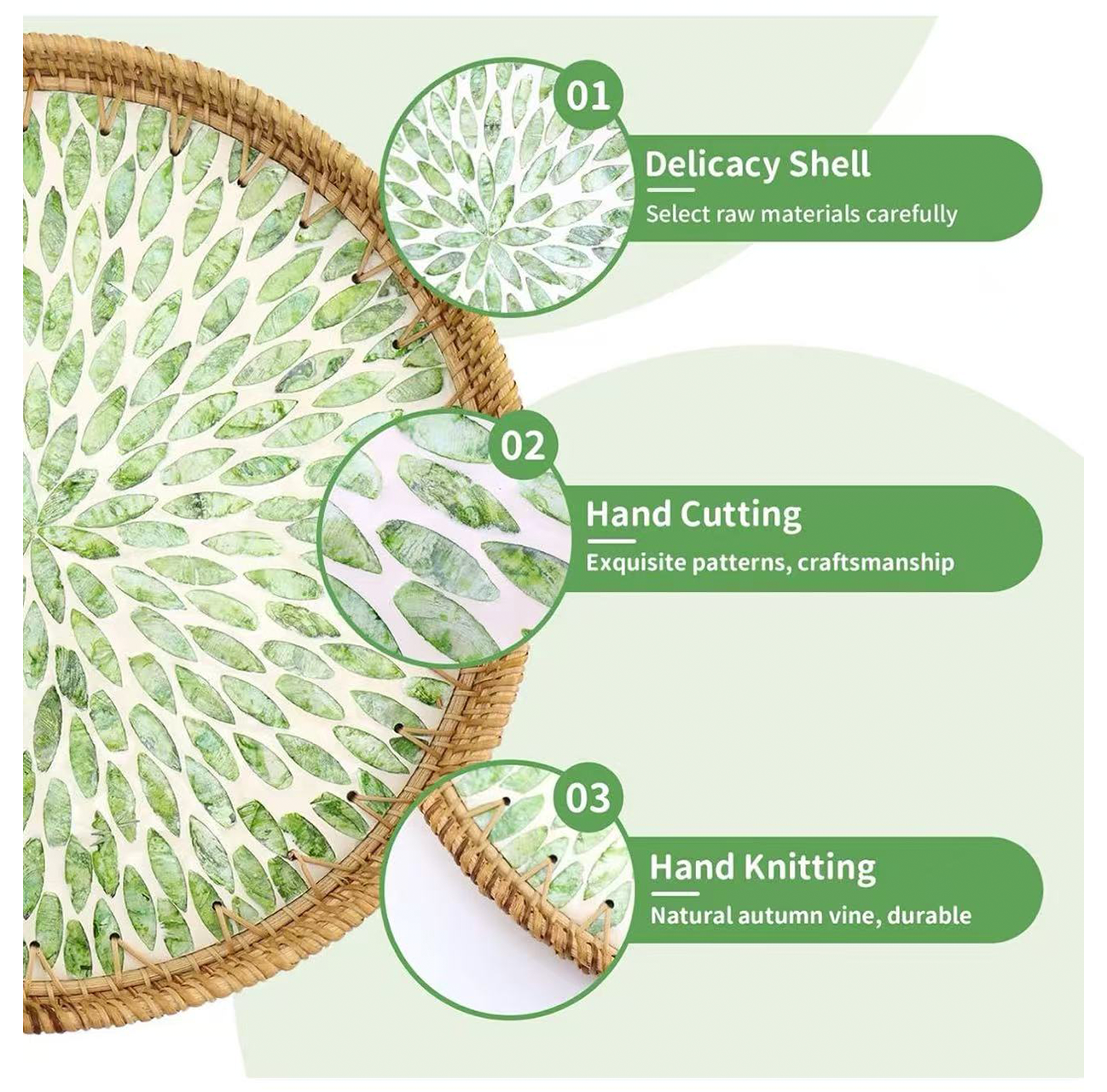 Chefco, 11" Round Rattan Tray (RRT-29GR)