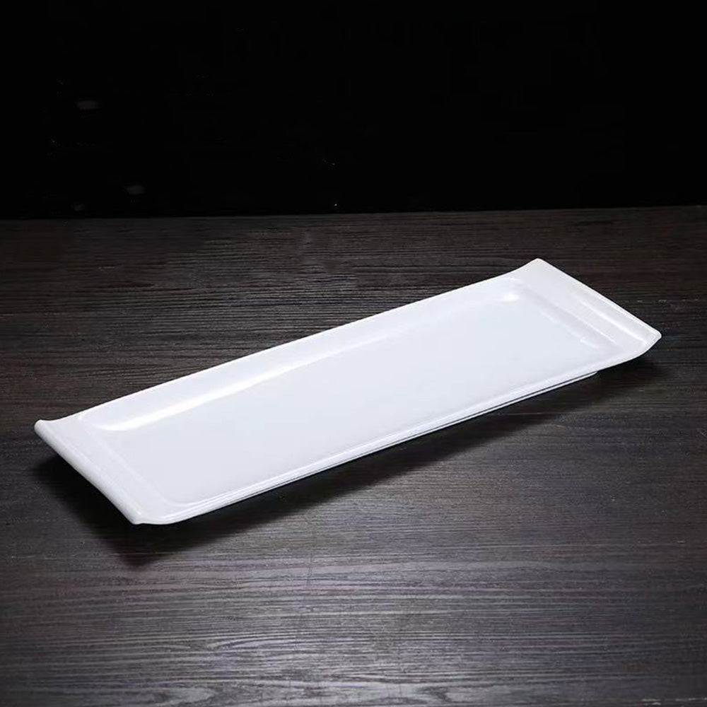 Chefco, 19.75"x 6.75" Porcelain White Rectangular Plate- Ceramic, White (PT00175) - Chefcoca