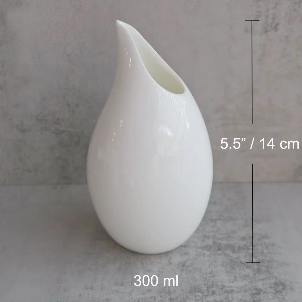 Chefco CM-300ML,White Ceramic Pitcher – 300ml, 14cm Height – Modern Water, Milk, or Cream Jug Ceramic, White