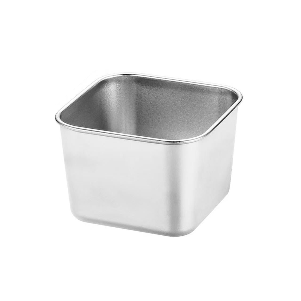 Chefco, 6oz Stainless steel sauce dish, square sauce cups, pudding condiment cups-silver (SQSC-6S)