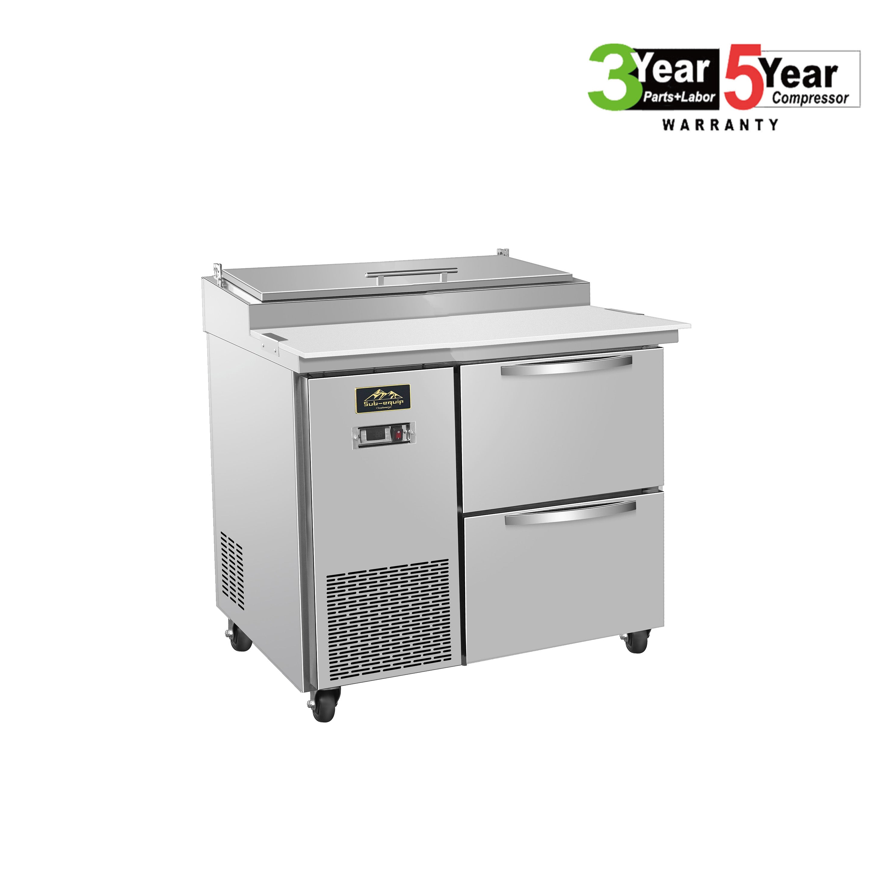 Sub-equip, 48" 2 Door Refrigerated Pizza Prep Table with 2 Drawers